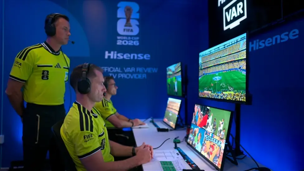 A picture showing the Ivory Coast v Ecuador VAR team